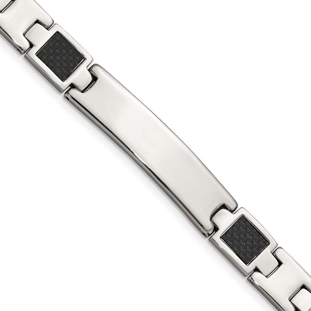 Men&#39;s Stainless Steel and Carbon Fiber I.D. Bracelet, 8.5 Inch, Item B8336 by The Black Bow Jewelry Co.