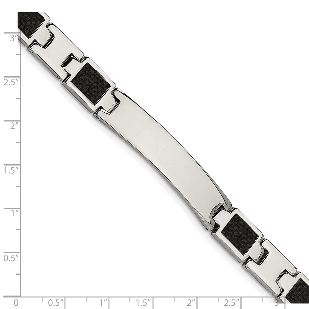 Alternate view of the Men&#39;s Stainless Steel and Carbon Fiber I.D. Bracelet, 8.5 Inch by The Black Bow Jewelry Co.