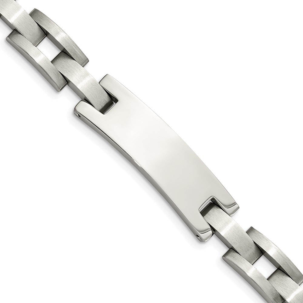 Men's Stainless Steel 12mm I.D. Bracelet, 9.25 Inch, Item B8339 by The Black Bow Jewelry Co.
