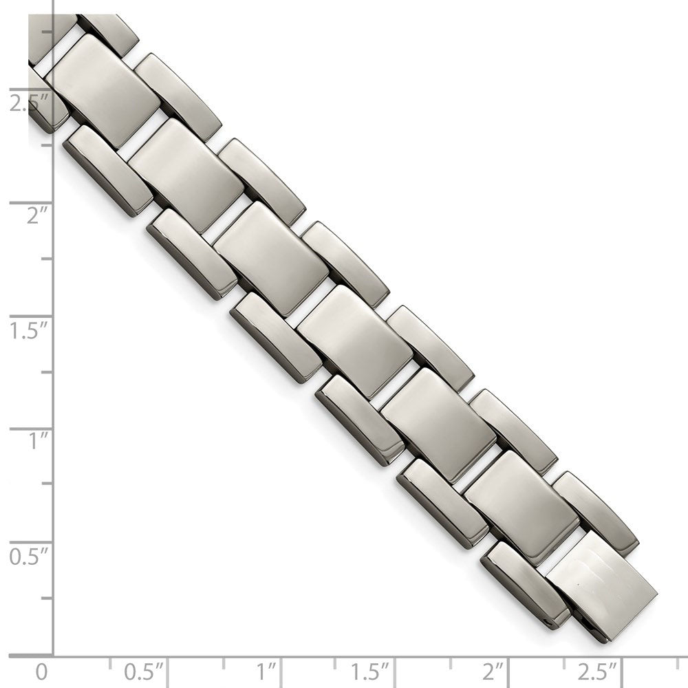 Alternate view of the 14mm High Polished Titanium Link Bracelet by The Black Bow Jewelry Co.