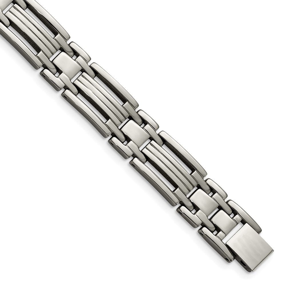 12mm Multi-Finish Titanium Link Bracelet - 8.75 Inch, Item B8381 by The Black Bow Jewelry Co.