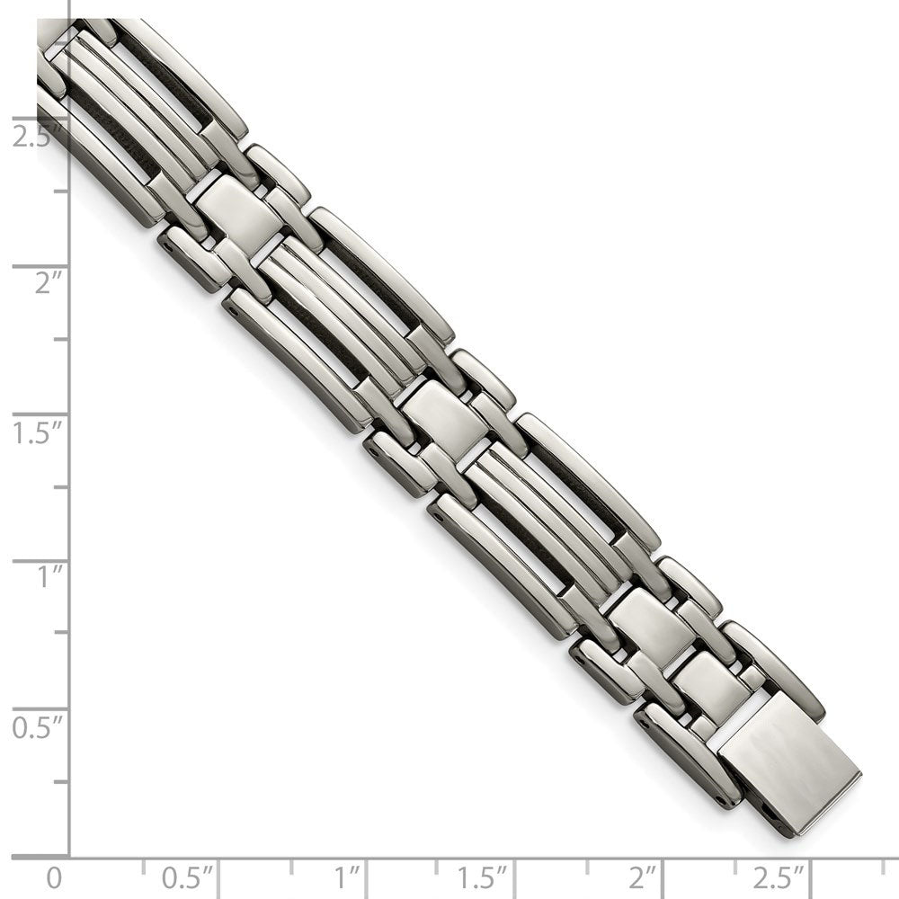 Alternate view of the 12mm Multi-Finish Titanium Link Bracelet - 8.75 Inch by The Black Bow Jewelry Co.