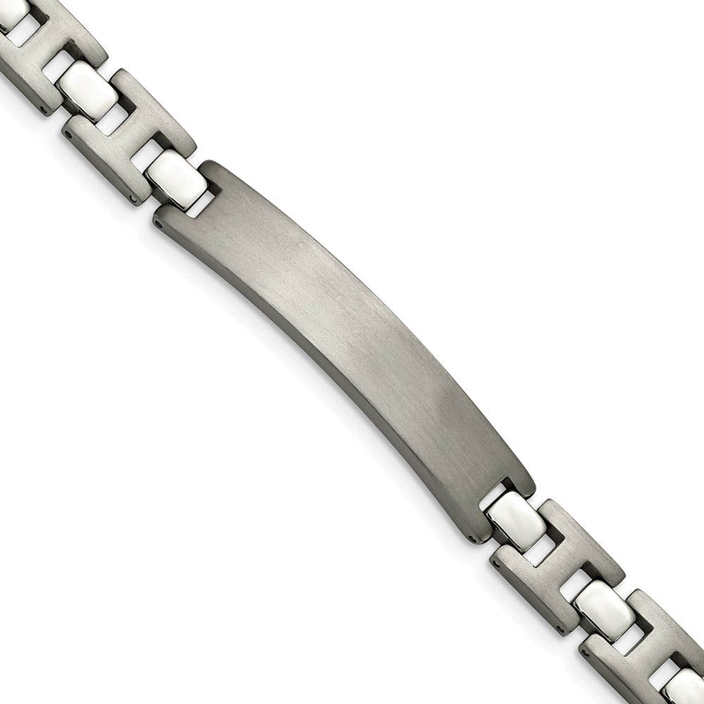 8mm Men's Engravable I.D. Titanium Link Bracelet, 8.5 Inch, Item B8384 by The Black Bow Jewelry Co.