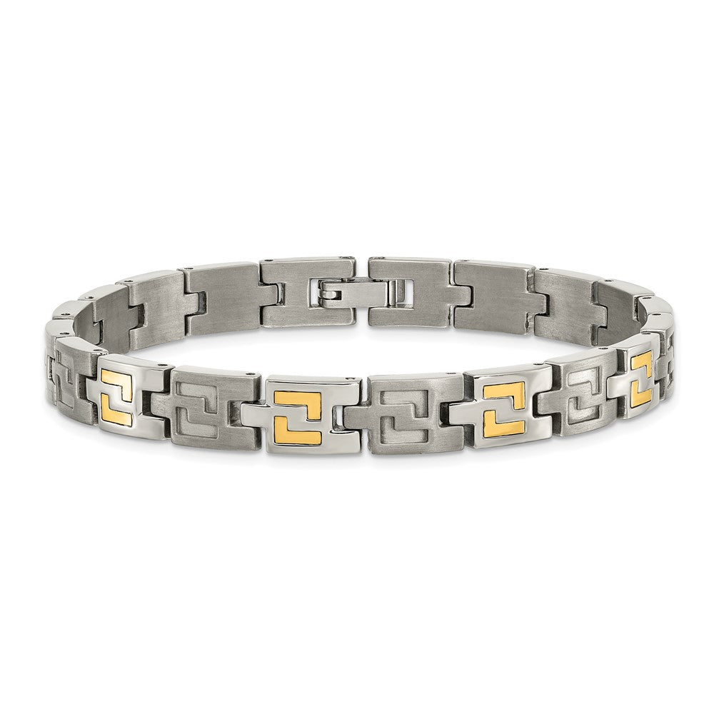 Alternate view of the 8mm 14k Gold Inlay and Titanium Link Bracelet - 8.5 Inch by The Black Bow Jewelry Co.