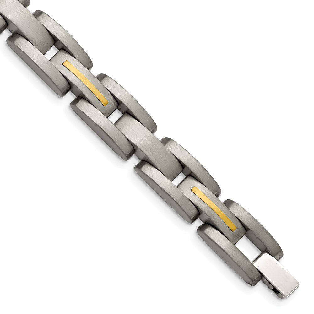 11mm Multi-Finish Titanium Link Bracelet - 8.5 Inch, Item B8394 by The Black Bow Jewelry Co.