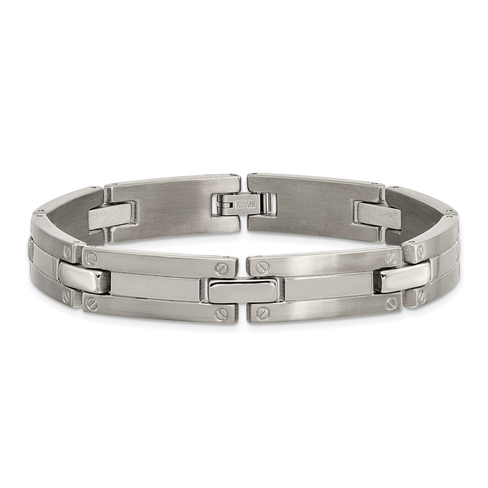 Alternate view of the 8mm Multi-Finish Titanium Rivet Link Bracelet by The Black Bow Jewelry Co.