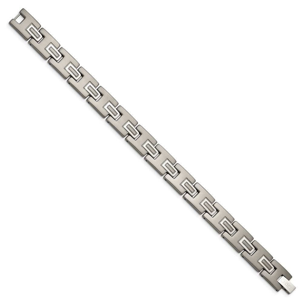 Alternate view of the 11mm Multi-Finish Titanium Satin Link Bracelet - 8.75 Inch by The Black Bow Jewelry Co.