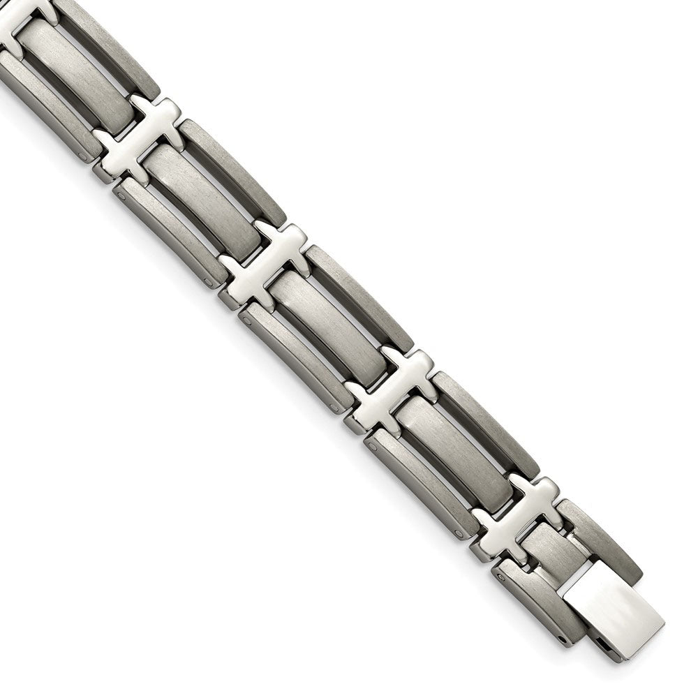 10mm Multi-Finish Titanium Open Link Bracelet - 8.75 Inch, Item B8398 by The Black Bow Jewelry Co.