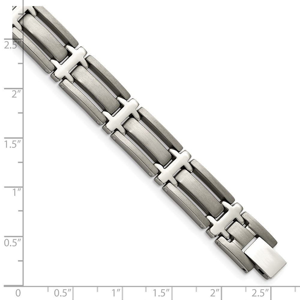 Alternate view of the 10mm Multi-Finish Titanium Open Link Bracelet - 8.75 Inch by The Black Bow Jewelry Co.