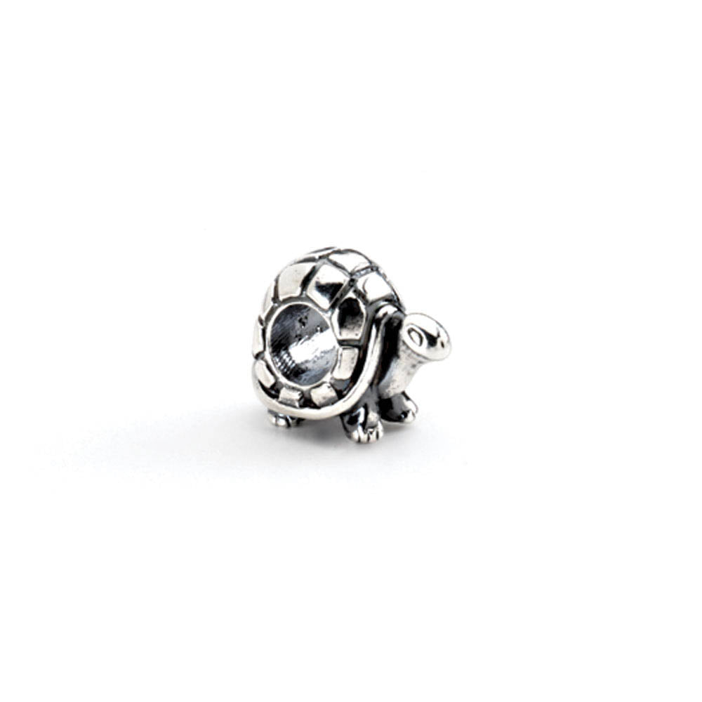 Sterling Silver Turtle Bead Charm, 13.5mm, Item B8454 by The Black Bow Jewelry Co.
