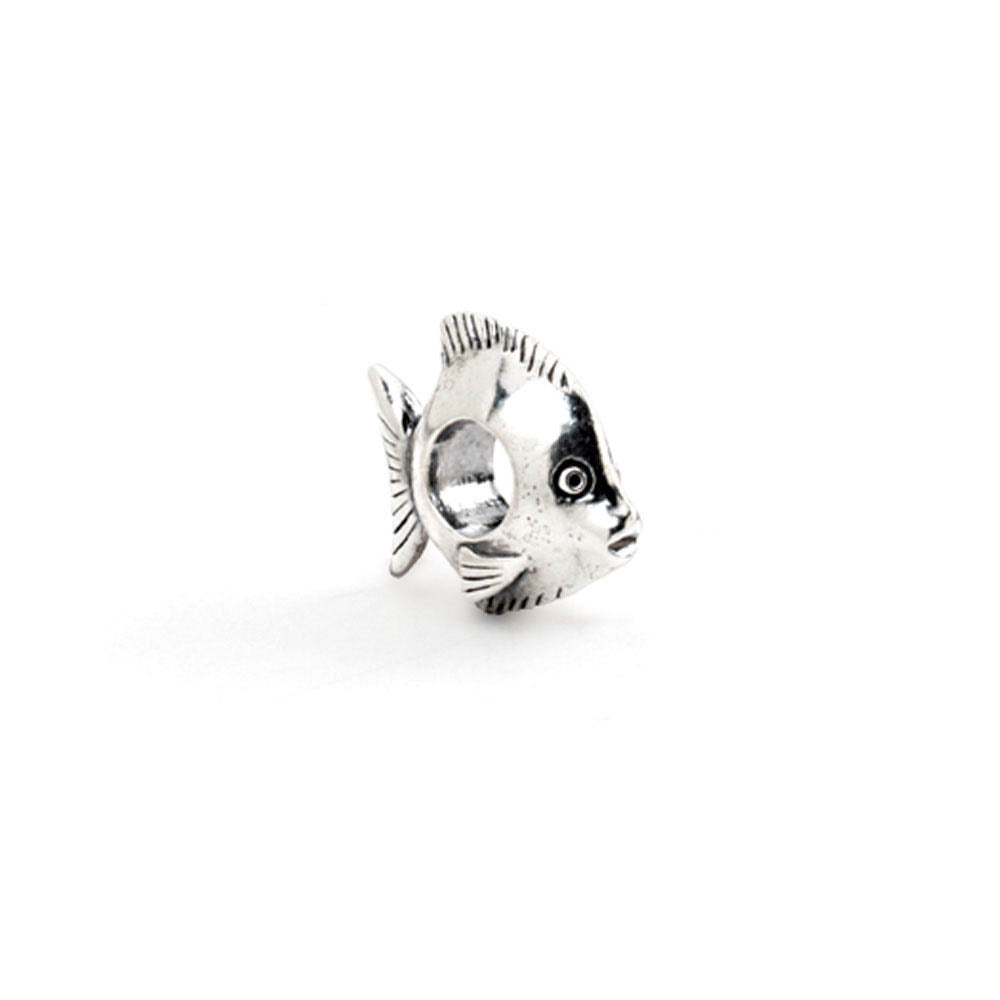 Sterling Silver Fish Bead Charm, Item B8466 by The Black Bow Jewelry Co.