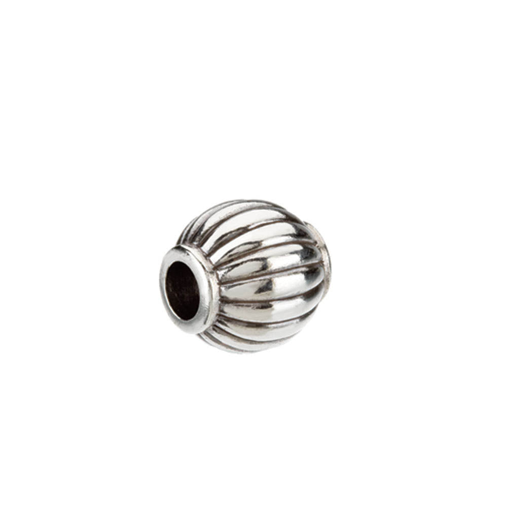 Sterling Silver Round Fluted Bead Charm, Item B8579 by The Black Bow Jewelry Co.