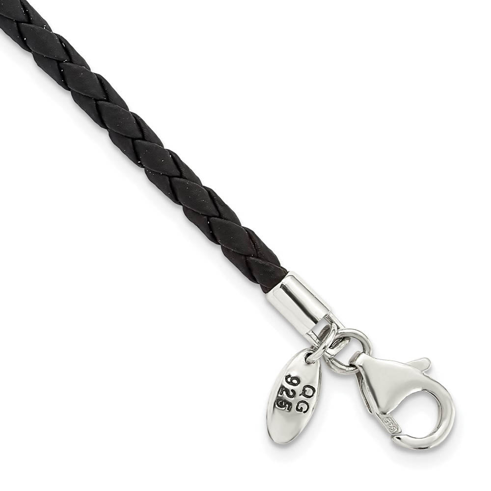 3mm Black Leather Cord & Sterling Silver Starter Bead Bracelet