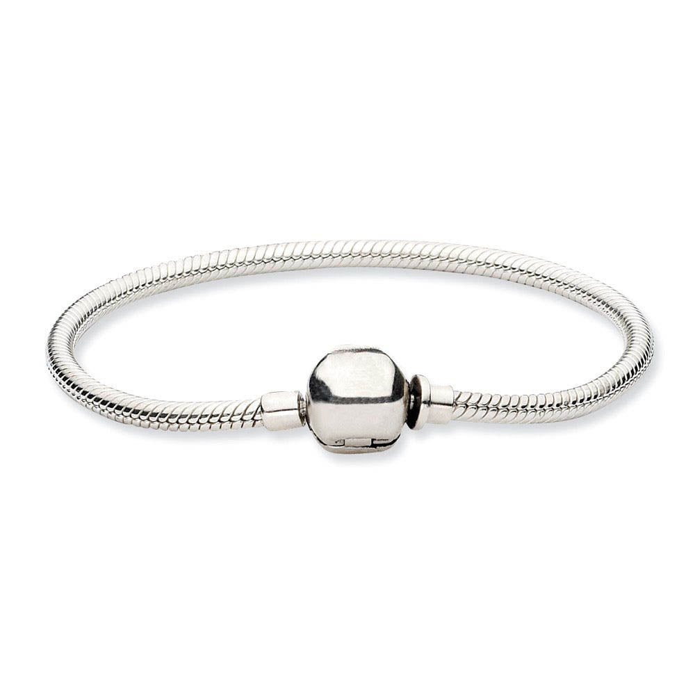 Alternate view of the Sterling Silver 3mm Snake Chain Starter Bead Charm Bracelet by The Black Bow Jewelry Co.