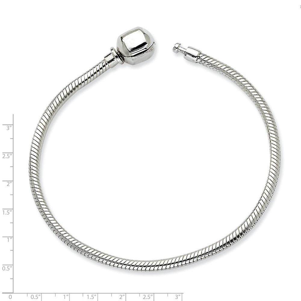Alternate view of the Sterling Silver 3mm Snake Chain Starter Bead Charm Bracelet by The Black Bow Jewelry Co.