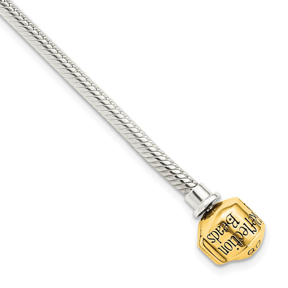 3mm Silver Snake & 14k Gold Clasp Starter Bead Bracelet