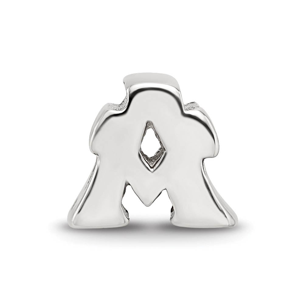 Alternate view of the Sterling Silver Letter A Polished Bead Charm, 10mm by The Black Bow Jewelry Co.