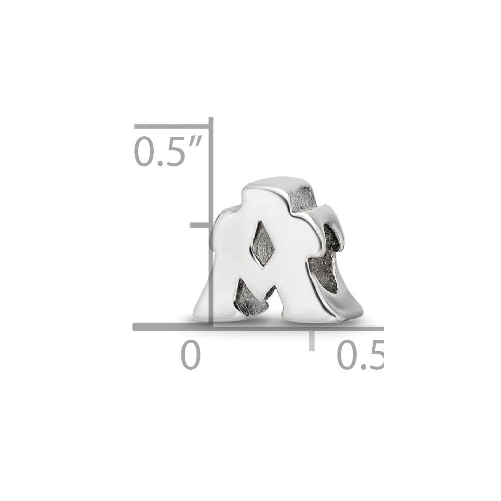 Alternate view of the Sterling Silver Letter A Polished Bead Charm, 10mm by The Black Bow Jewelry Co.