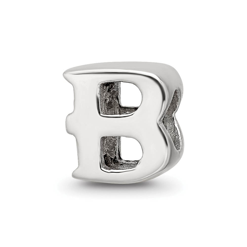 Sterling Silver Letter B Polished Bead Charm, 10mm, Item B8661 by The Black Bow Jewelry Co.