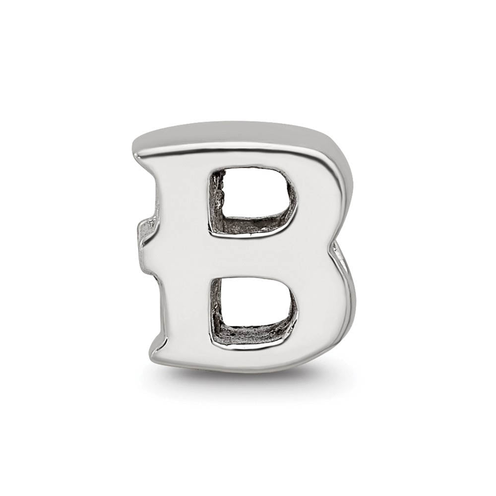 Alternate view of the Sterling Silver Letter B Polished Bead Charm, 10mm by The Black Bow Jewelry Co.