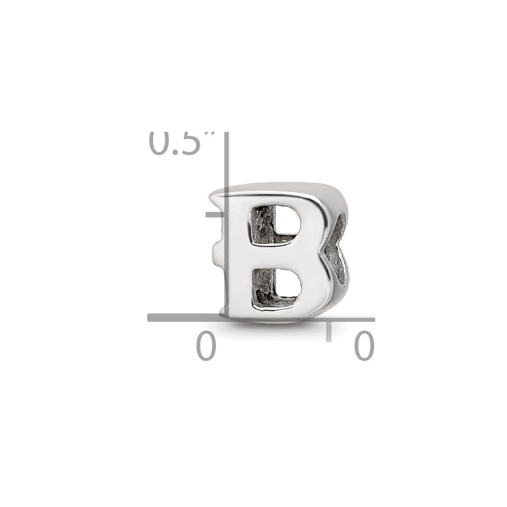 Alternate view of the Sterling Silver Letter B Polished Bead Charm, 10mm by The Black Bow Jewelry Co.
