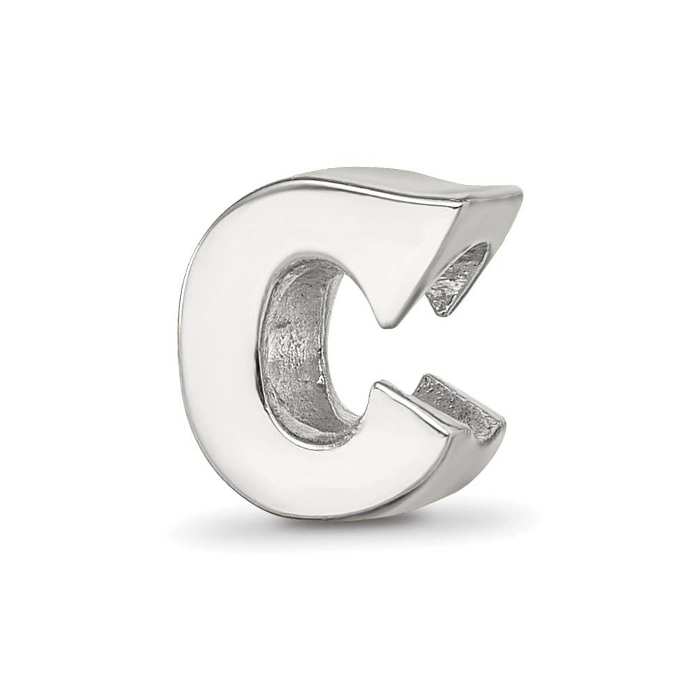 Sterling Silver Letter C Polished Bead Charm, 10mm, Item B8662 by The Black Bow Jewelry Co.