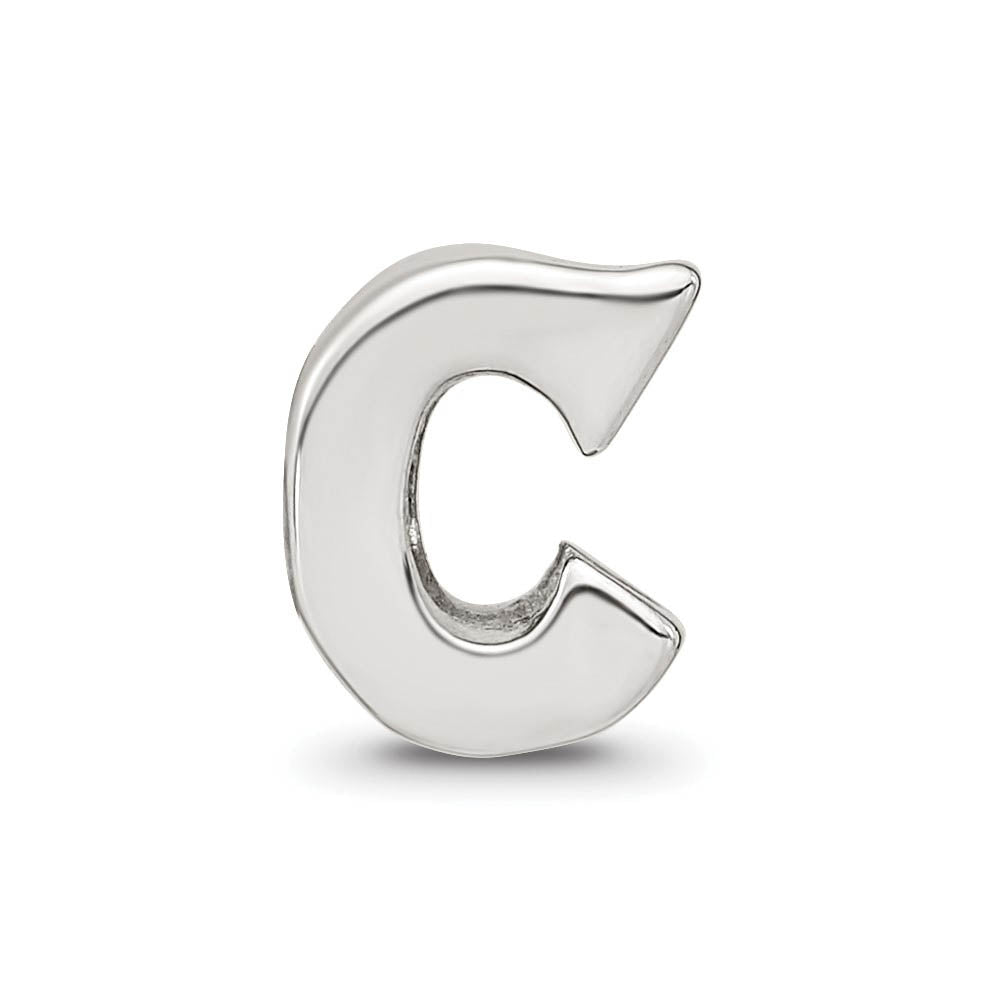 Alternate view of the Sterling Silver Letter C Polished Bead Charm, 10mm by The Black Bow Jewelry Co.