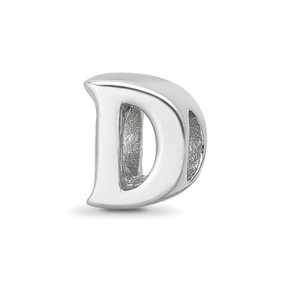 Sterling Silver Letter D Polished Bead Charm, 10mm, Item B8663 by The Black Bow Jewelry Co.