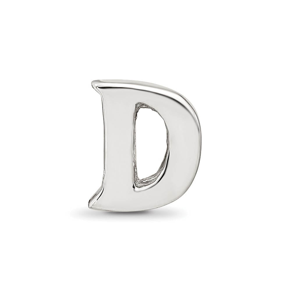Alternate view of the Sterling Silver Letter D Polished Bead Charm, 10mm by The Black Bow Jewelry Co.