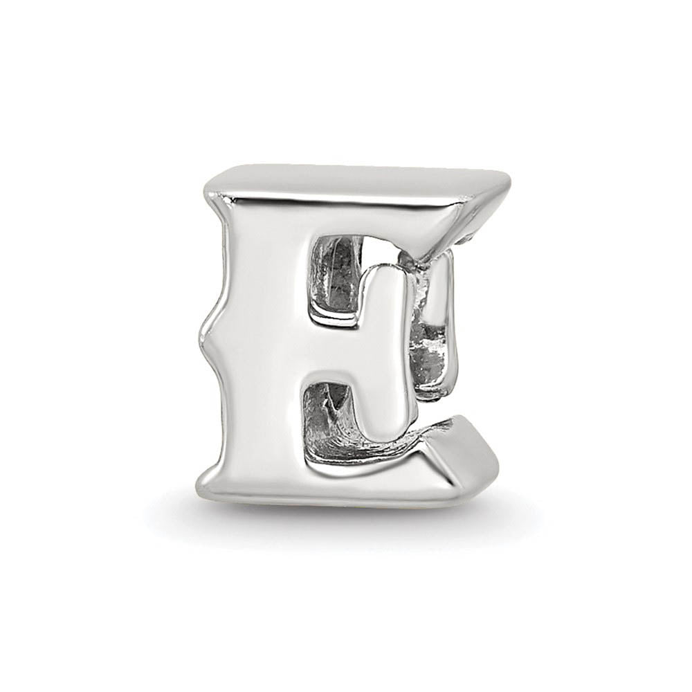 Sterling Silver Letter E Polished Bead Charm, 10mm, Item B8664 by The Black Bow Jewelry Co.