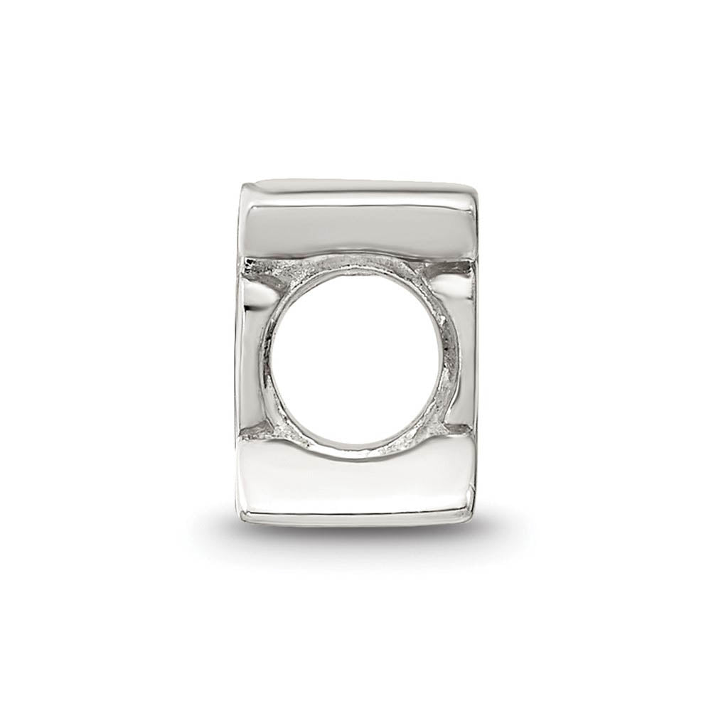 Alternate view of the Sterling Silver Letter E Polished Bead Charm, 10mm by The Black Bow Jewelry Co.