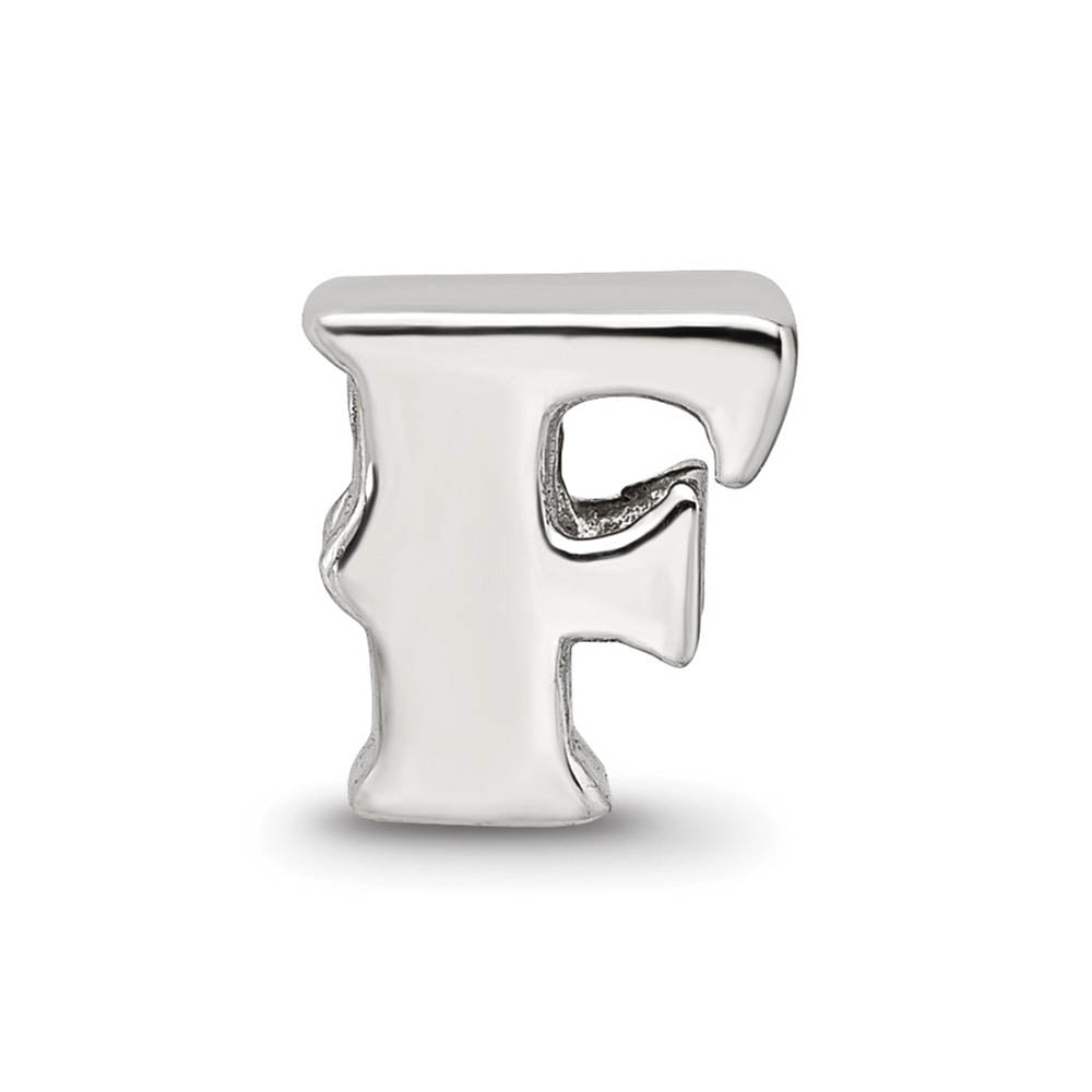 Alternate view of the Sterling Silver Letter F Polished Bead Charm, 10mm by The Black Bow Jewelry Co.