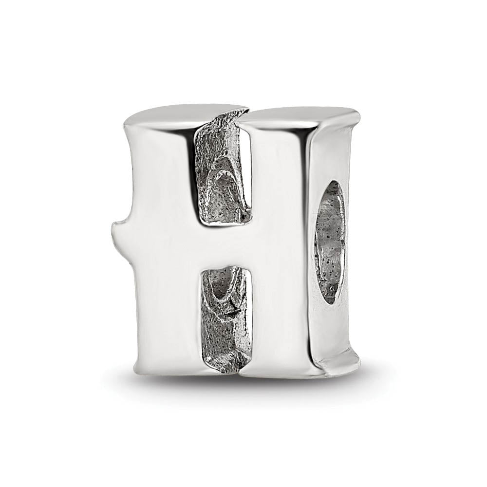 Sterling Silver Letter H Polished Bead Charm, 10mm, Item B8667 by The Black Bow Jewelry Co.
