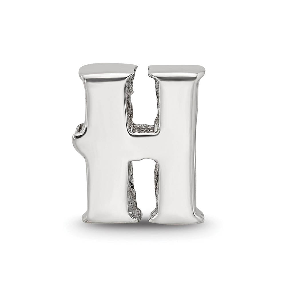 Alternate view of the Sterling Silver Letter H Polished Bead Charm, 10mm by The Black Bow Jewelry Co.