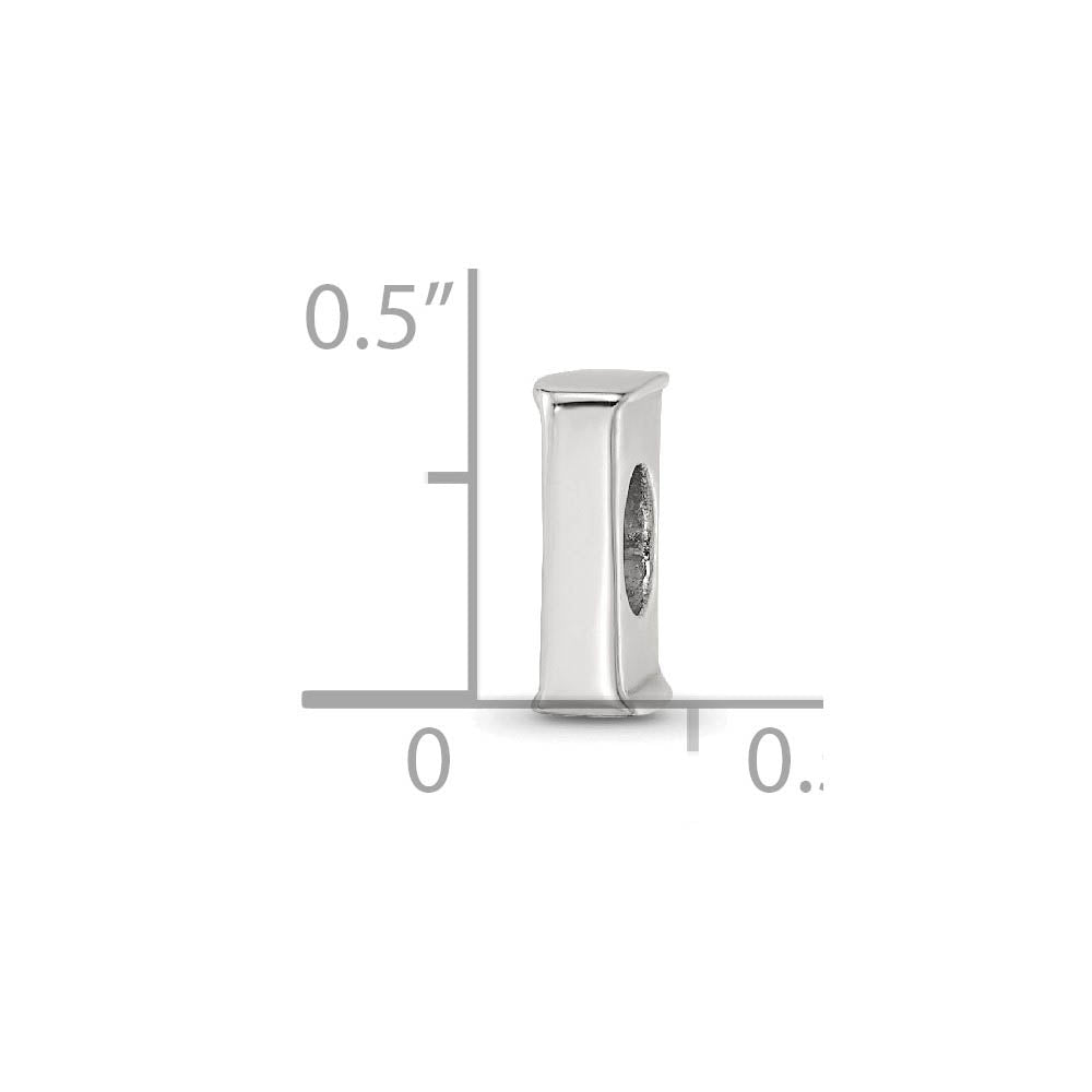 Alternate view of the Sterling Silver Letter I Polished Bead Charm, 10mm by The Black Bow Jewelry Co.