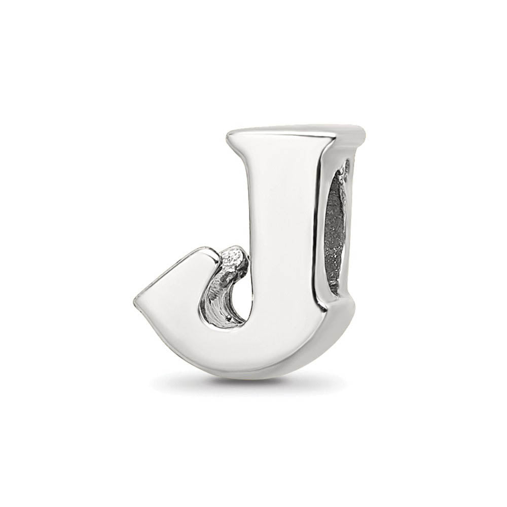 Sterling Silver Letter J Polished Bead Charm, 10mm, Item B8669 by The Black Bow Jewelry Co.