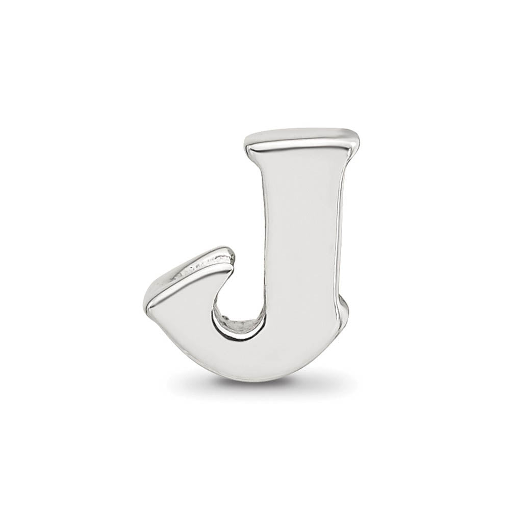 Alternate view of the Sterling Silver Letter J Polished Bead Charm, 10mm by The Black Bow Jewelry Co.