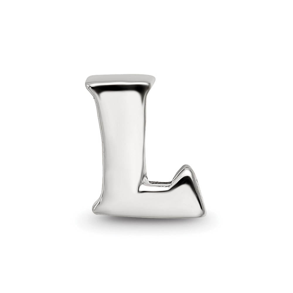 Alternate view of the Sterling Silver Letter L Polished Bead Charm, 10mm by The Black Bow Jewelry Co.