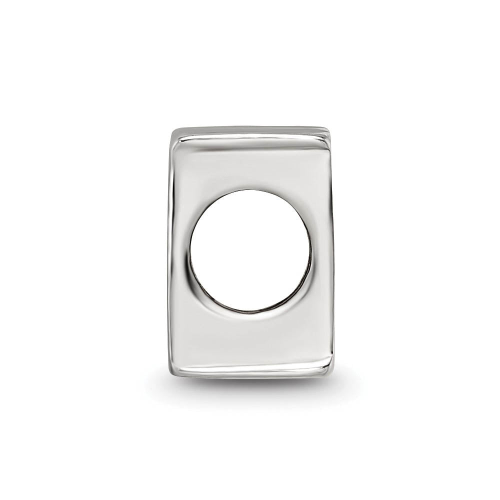 Alternate view of the Sterling Silver Letter M Polished Bead Charm, 10mm by The Black Bow Jewelry Co.