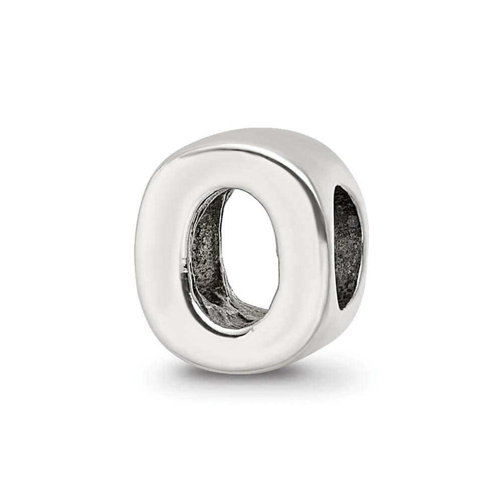 Sterling Silver Letter O Polished Bead Charm, 10mm, Item B8674 by The Black Bow Jewelry Co.