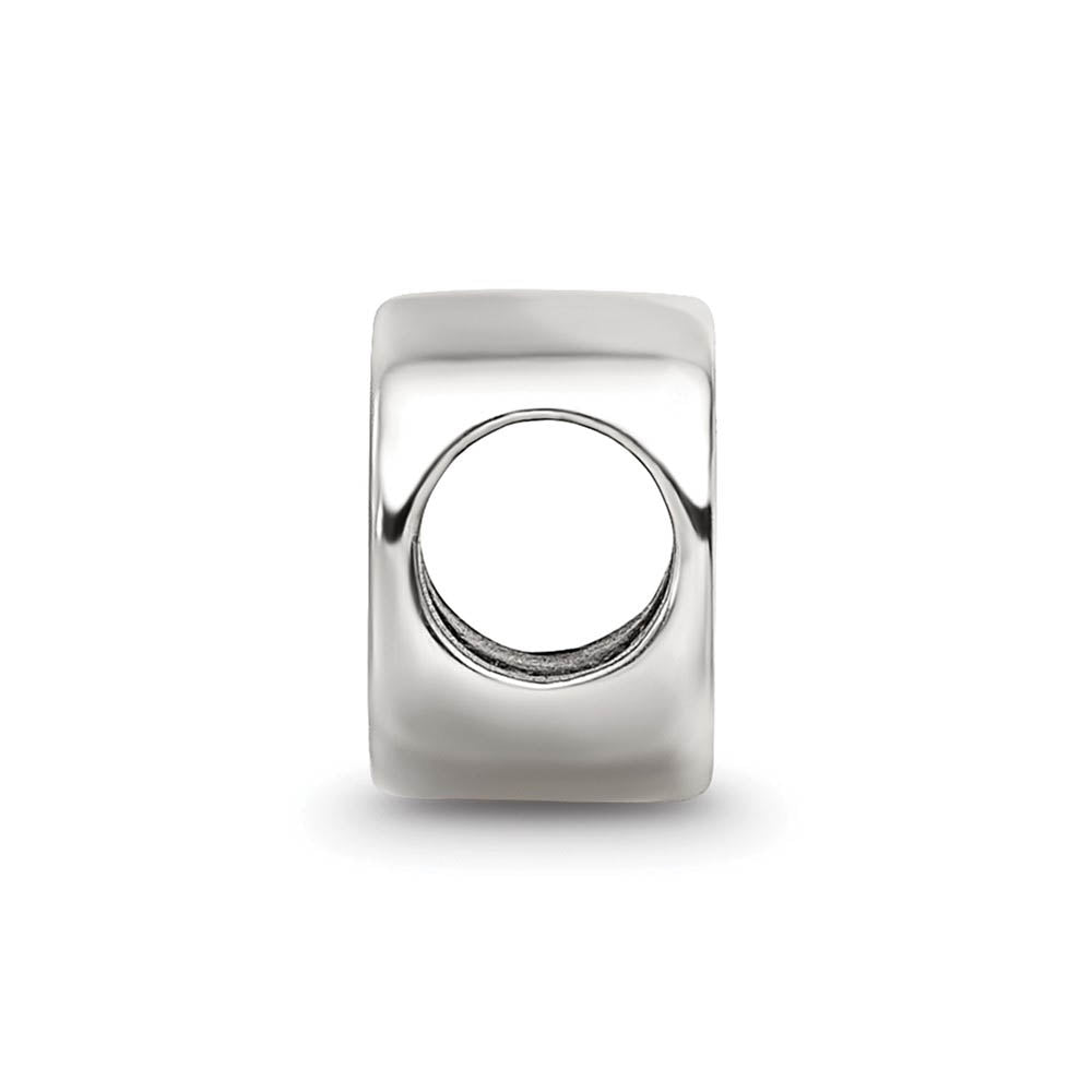 Alternate view of the Sterling Silver Letter O Polished Bead Charm, 10mm by The Black Bow Jewelry Co.