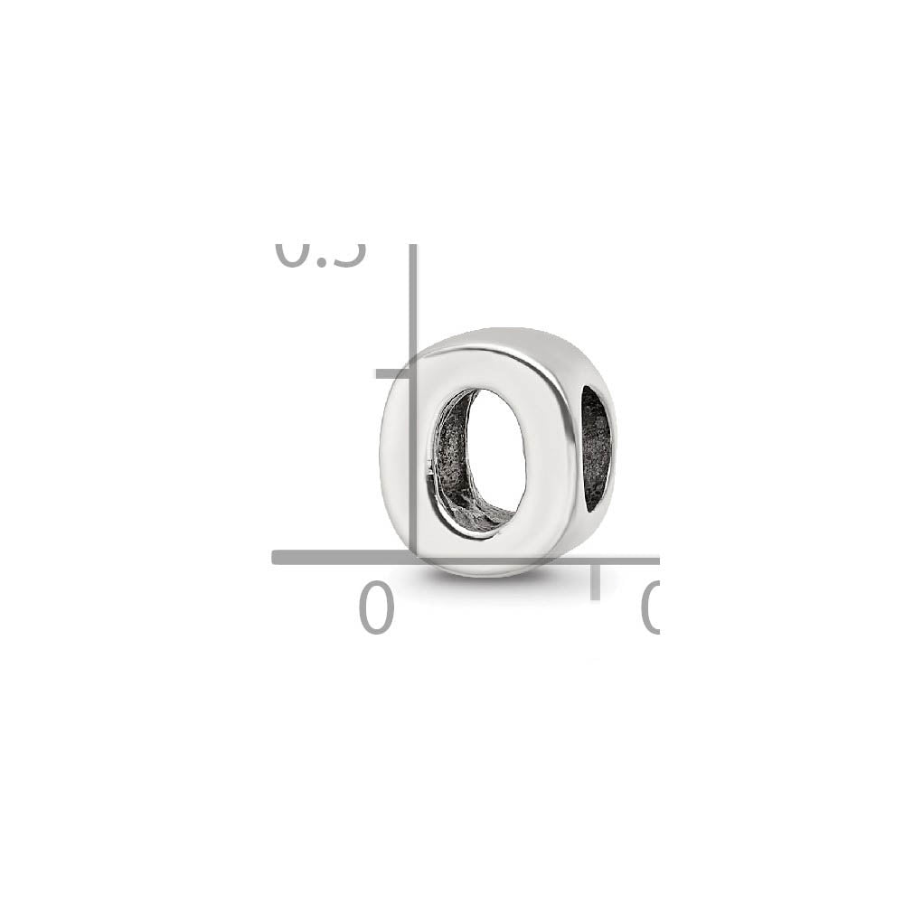 Alternate view of the Sterling Silver Letter O Polished Bead Charm, 10mm by The Black Bow Jewelry Co.