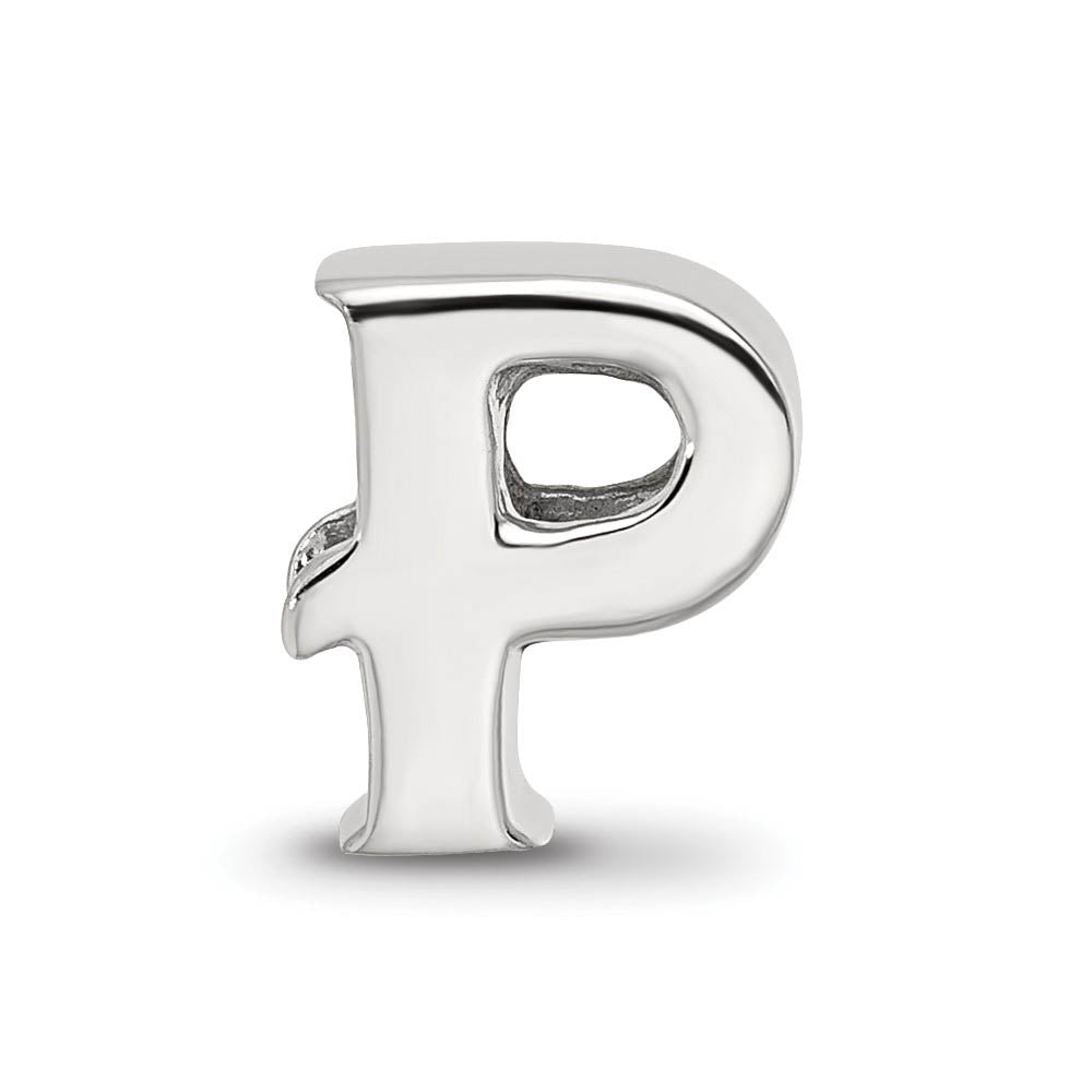 Alternate view of the Sterling Silver Letter P Polished Bead Charm, 10mm by The Black Bow Jewelry Co.