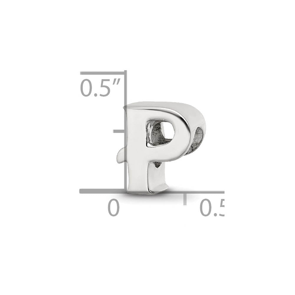Alternate view of the Sterling Silver Letter P Polished Bead Charm, 10mm by The Black Bow Jewelry Co.