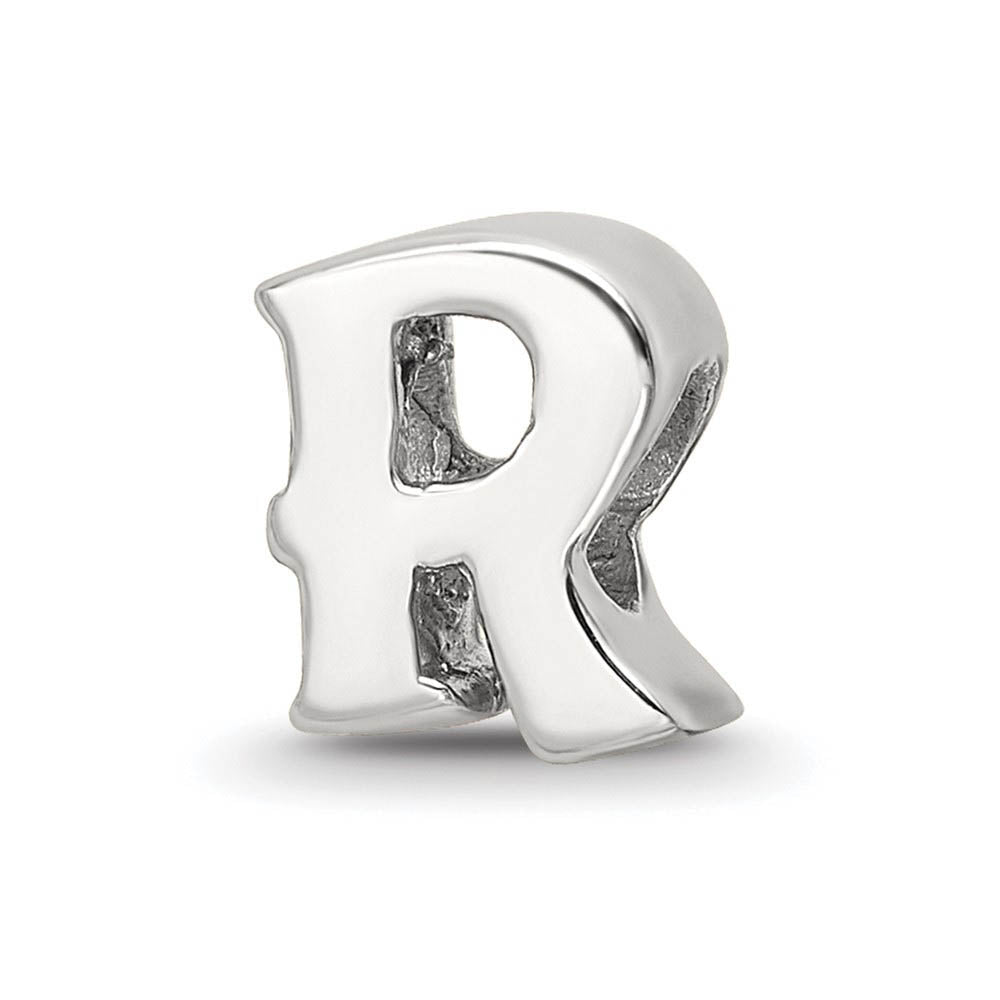 Sterling Silver Letter R Polished Bead Charm, 10mm, Item B8677 by The Black Bow Jewelry Co.