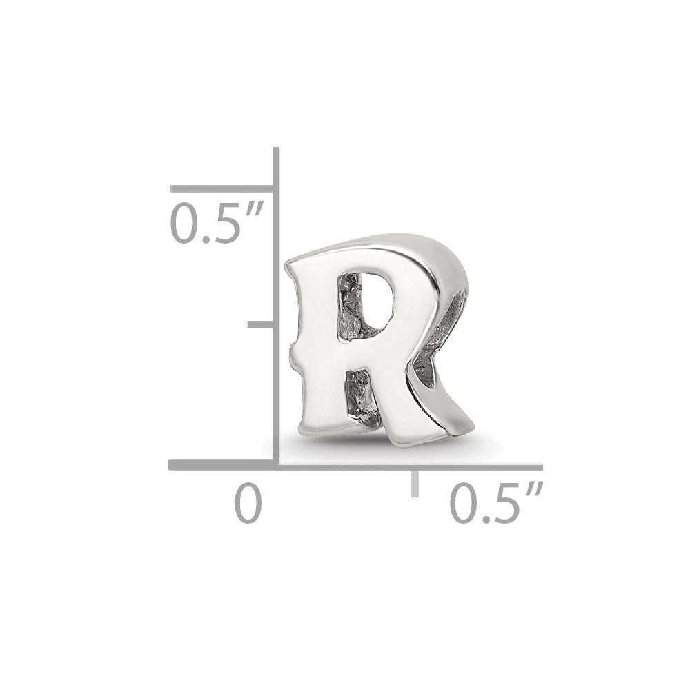 Alternate view of the Sterling Silver Letter R Polished Bead Charm, 10mm by The Black Bow Jewelry Co.
