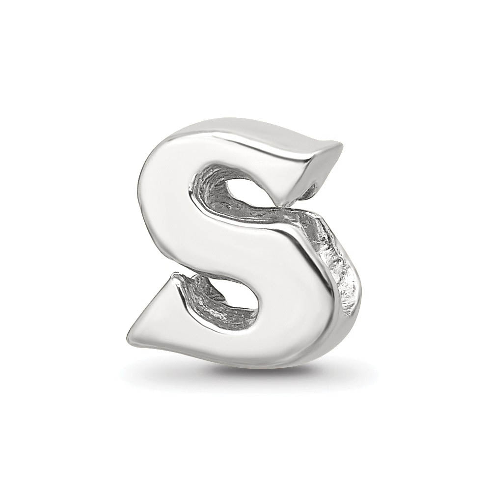 Sterling Silver Letter S Polished Bead Charm, 10mm, Item B8678 by The Black Bow Jewelry Co.