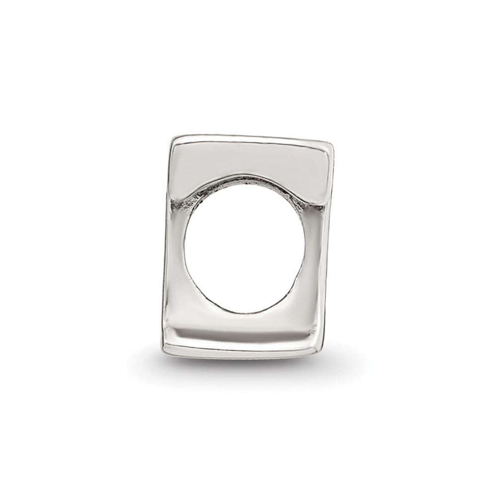 Alternate view of the Sterling Silver Letter T Polished Bead Charm, 10mm by The Black Bow Jewelry Co.