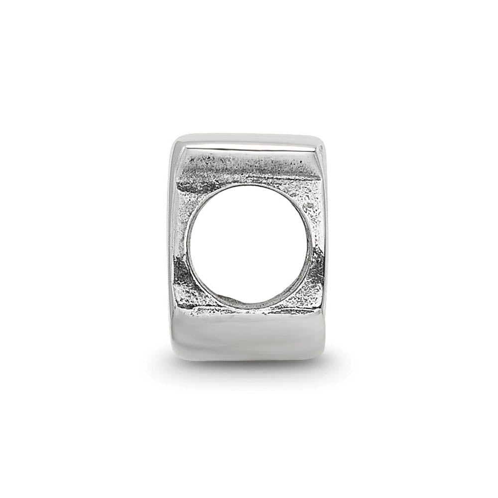 Alternate view of the Sterling Silver Letter U Polished Bead Charm, 10mm by The Black Bow Jewelry Co.