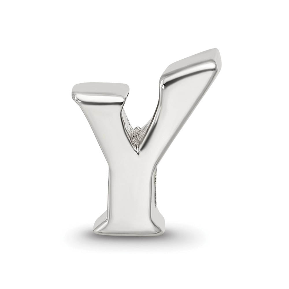 Alternate view of the Sterling Silver Letter Y Polished Bead Charm, 10mm by The Black Bow Jewelry Co.